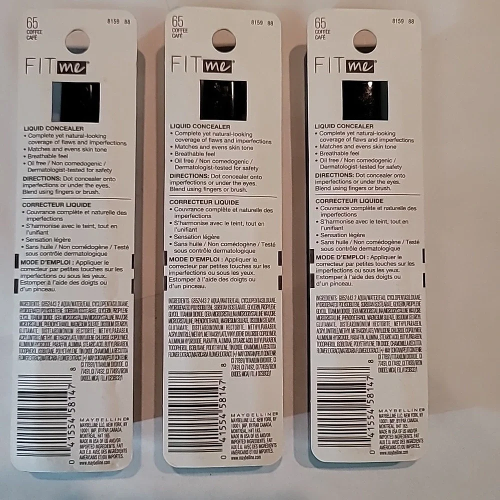 Lot of 3 | Maybelline Fit Me Liquid Concealer #65 Coffee NEW Sealed Makeup